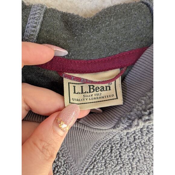 LL Bean Hoodie Sweatshirt Mens Small Gray Tumbled Sherpa Pile Pullover - Picture 15 of 16